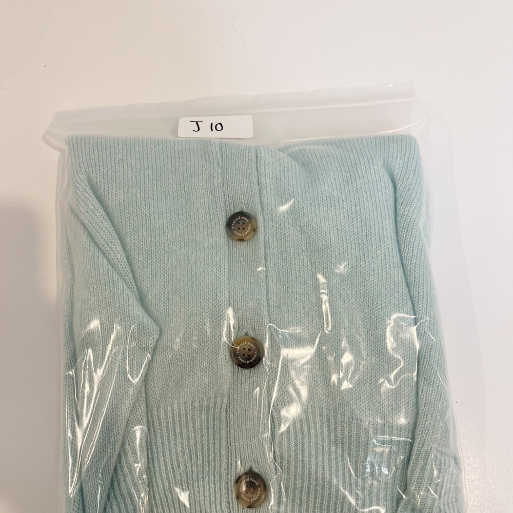 Vineyard Vines Womens Cashmere Linen Cardigan Sweater Blue V-Neck Size Medium - Picture 8 of 8